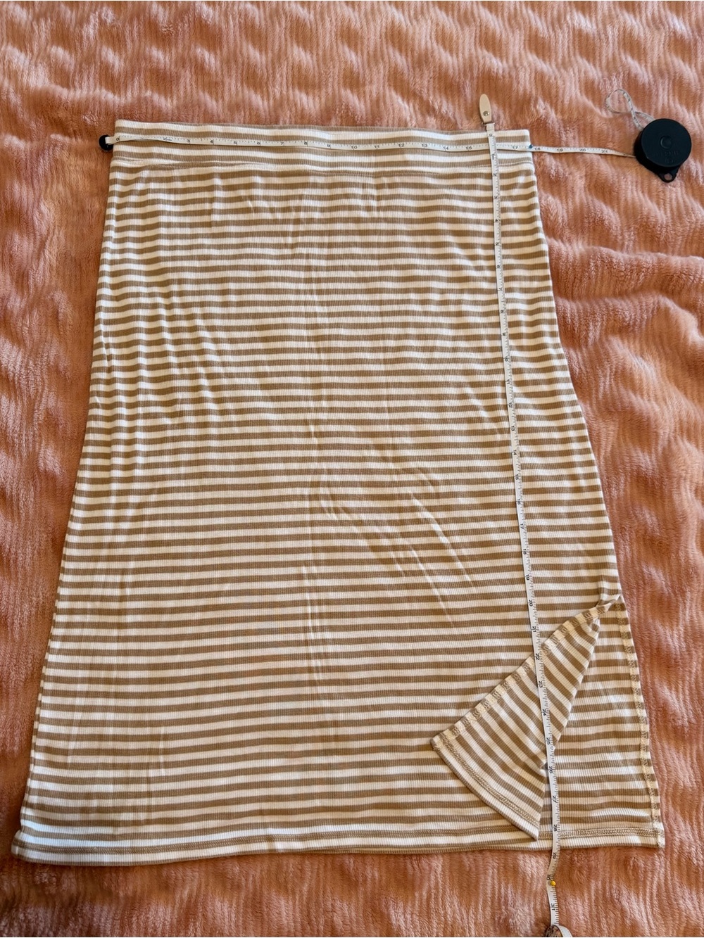 Threads 4 Thought Beige and White Striped Midi Skirt